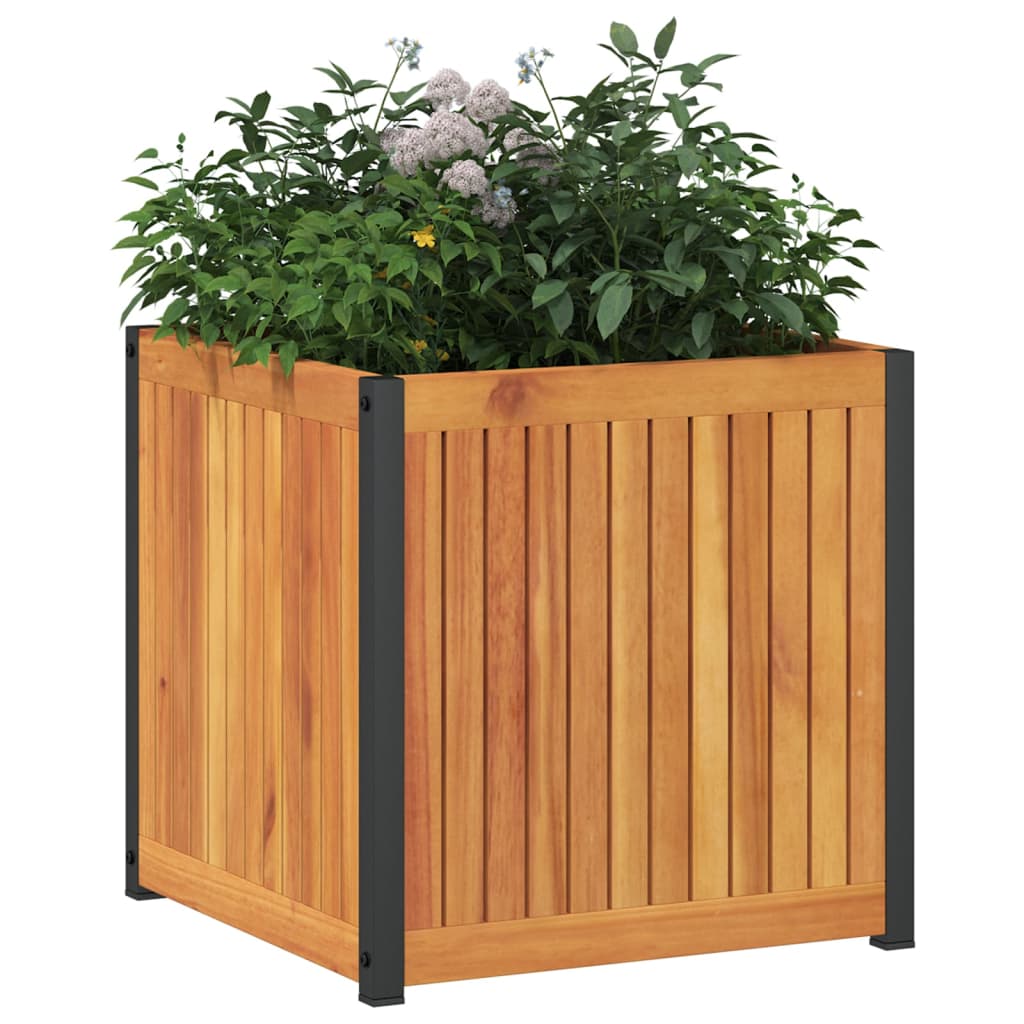 vidaXL Pflanzkübel 45x45x44 cm Massivholz Akazie und Stahl