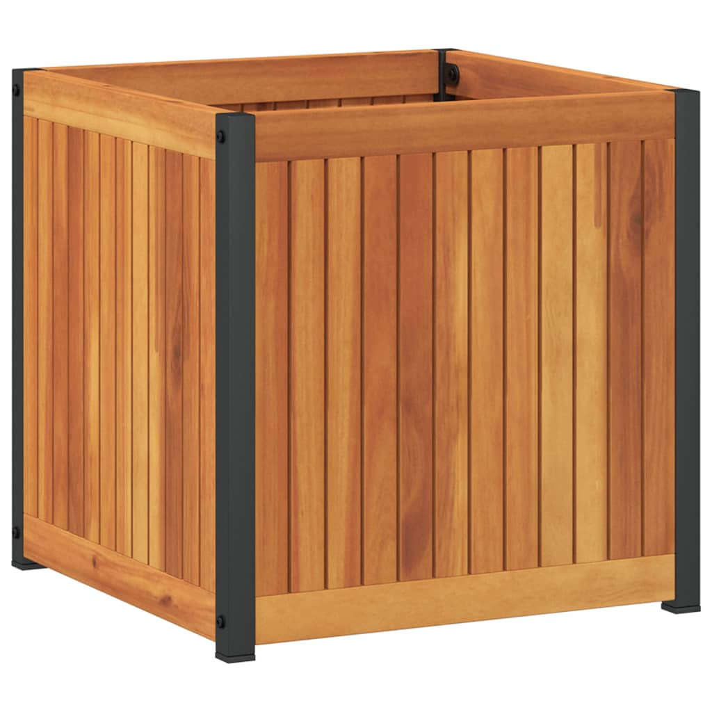 vidaXL Pflanzkübel 45x45x44 cm Massivholz Akazie und Stahl