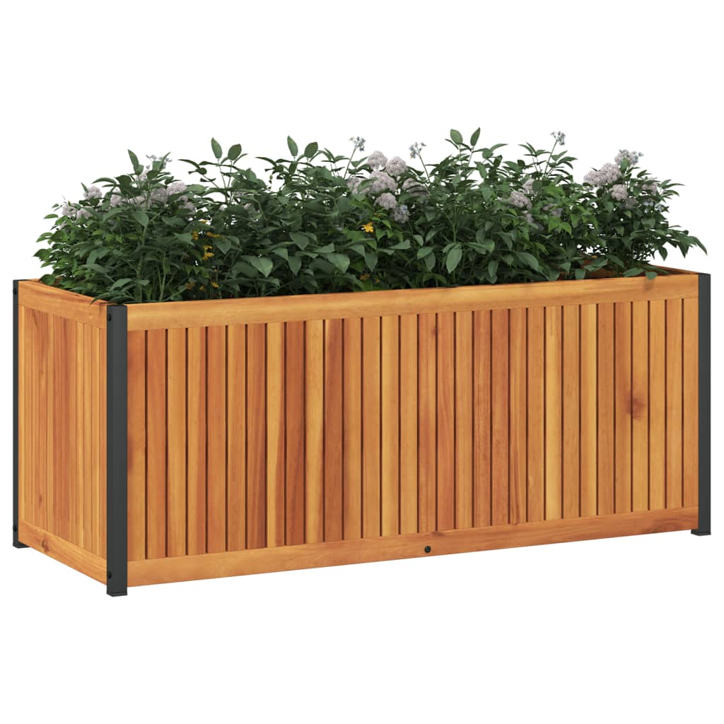 vidaXL Pflanzkübel 110x45x44 cm Massivholz Akazie und Stahl