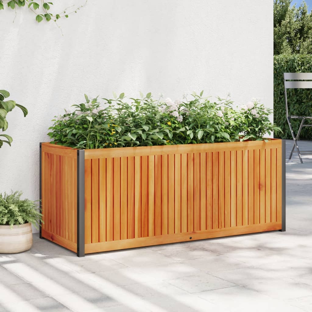 vidaXL Pflanzkübel 110x45x44 cm Massivholz Akazie und Stahl