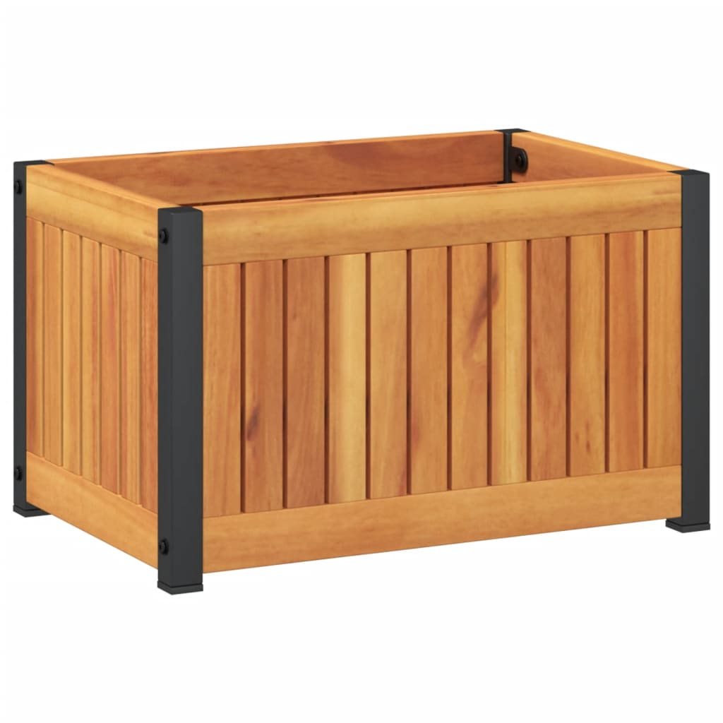 vidaXL Pflanzkübel 45x30x27,5 cm Massivholz Akazie und Stahl