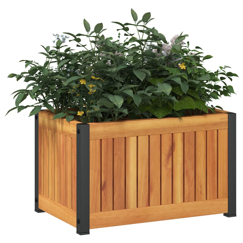 vidaXL Pflanzkübel 45x30x27,5 cm Massivholz Akazie und Stahl