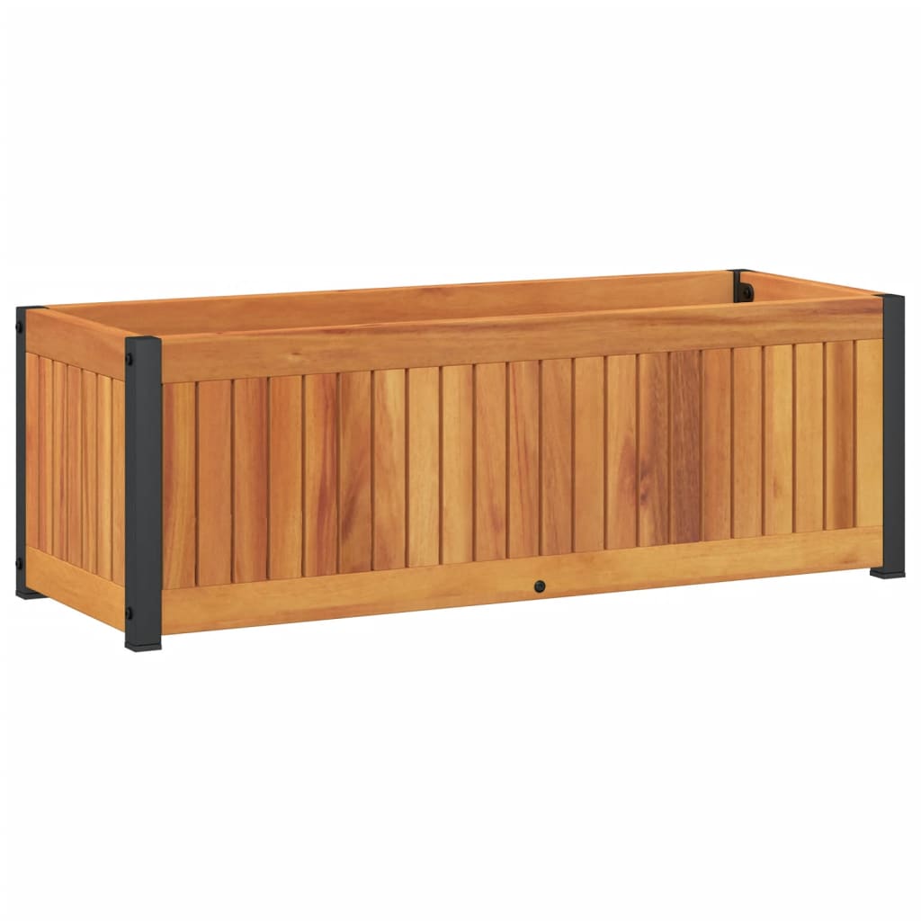 vidaXL Pflanzkübel 80x30x27,5 cm Massivholz Akazie und Stahl