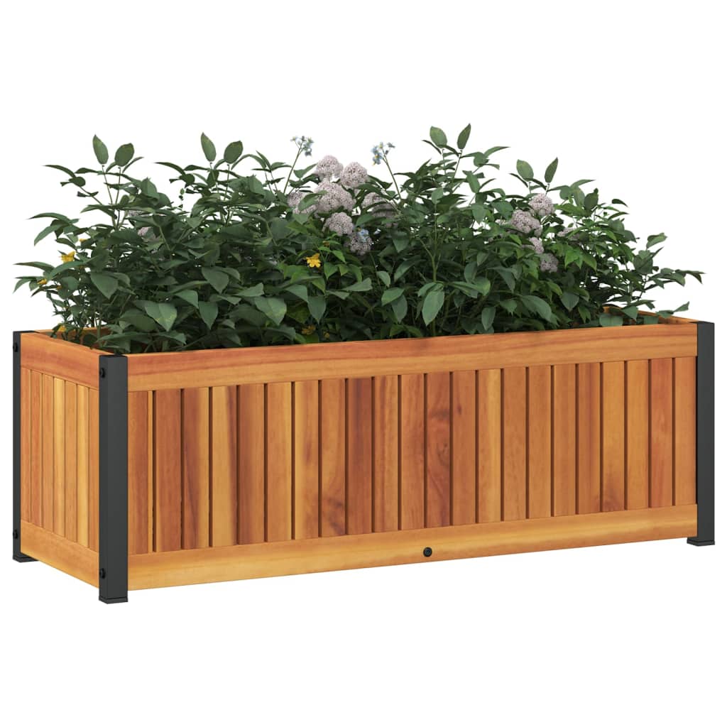 vidaXL Pflanzkübel 80x30x27,5 cm Massivholz Akazie und Stahl