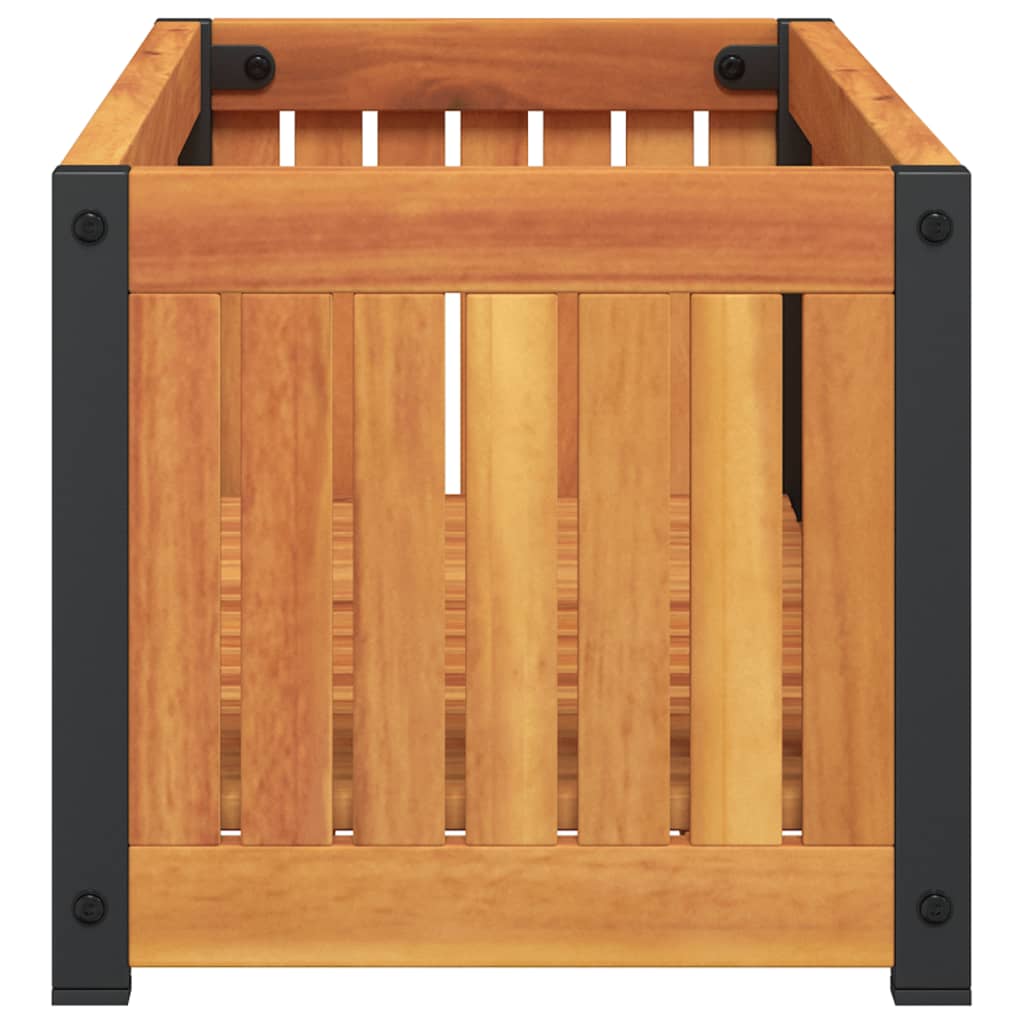 vidaXL Pflanzkübel 80x30x27,5 cm Massivholz Akazie und Stahl