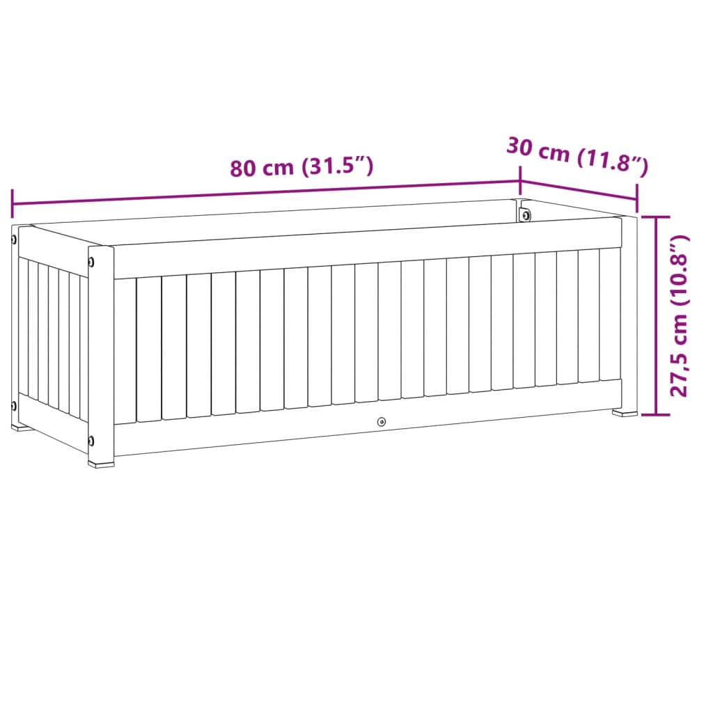 vidaXL Pflanzkübel 80x30x27,5 cm Massivholz Akazie und Stahl