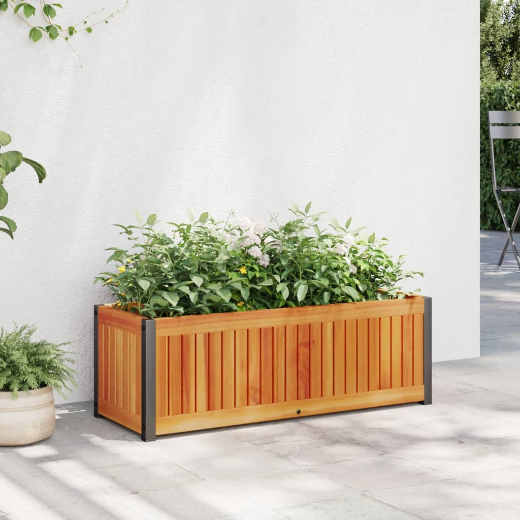vidaXL Pflanzkübel 80x30x27,5 cm Massivholz Akazie und Stahl
