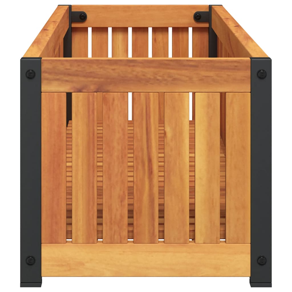 vidaXL Pflanzkübel 110x30x27,5 cm Massivholz Akazie und Stahl