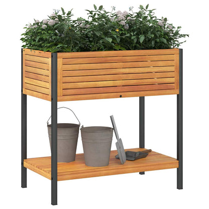 vidaXL Pflanzkübel mit Ablage 80x45x80 cm Massivholz Akazie und Stahl