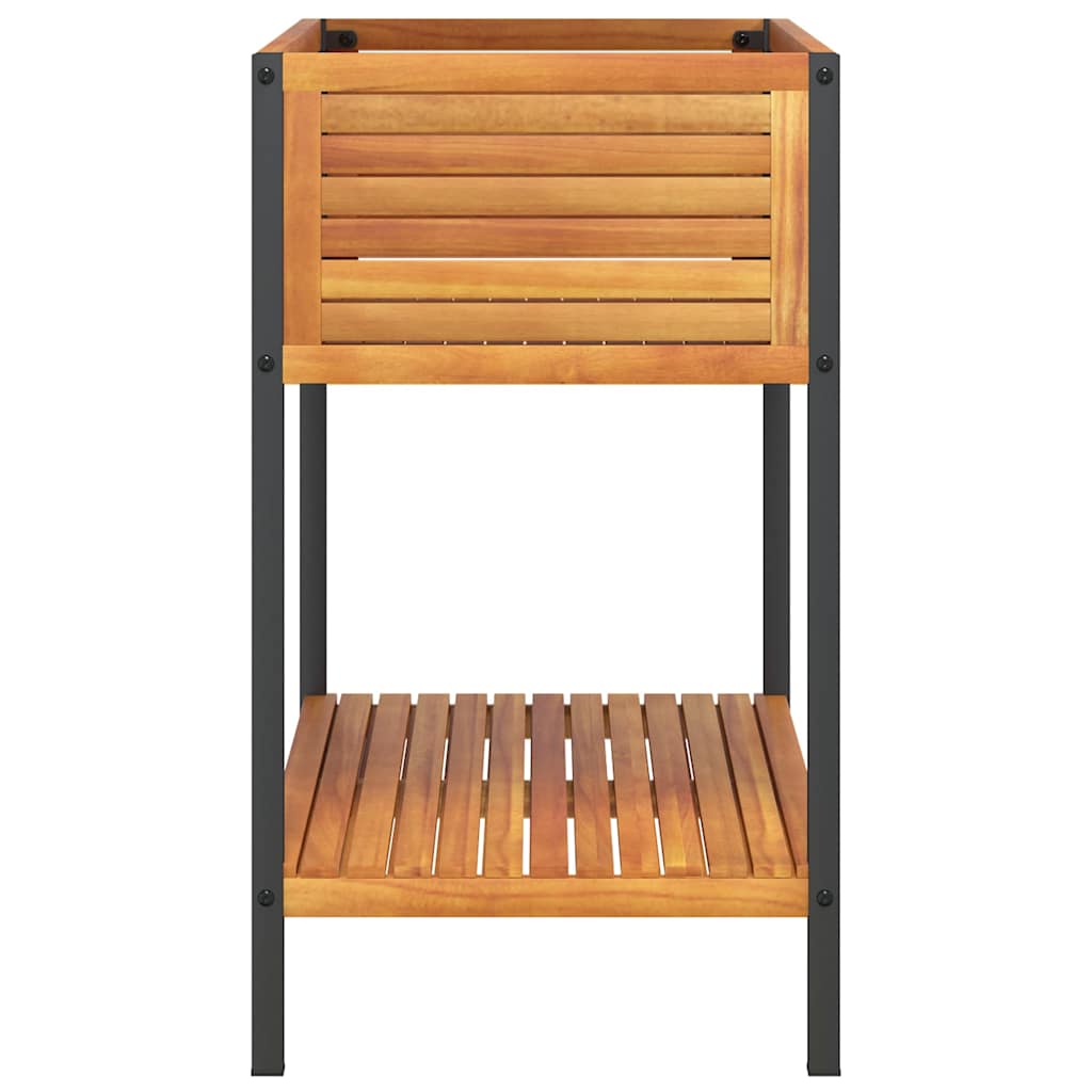 vidaXL Pflanzkübel mit Ablage 80x45x80 cm Massivholz Akazie und Stahl