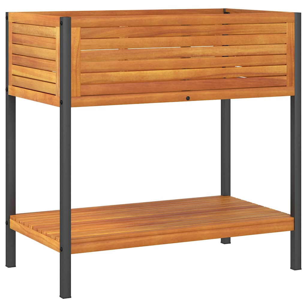 vidaXL Pflanzkübel mit Ablage 80x45x80 cm Massivholz Akazie und Stahl