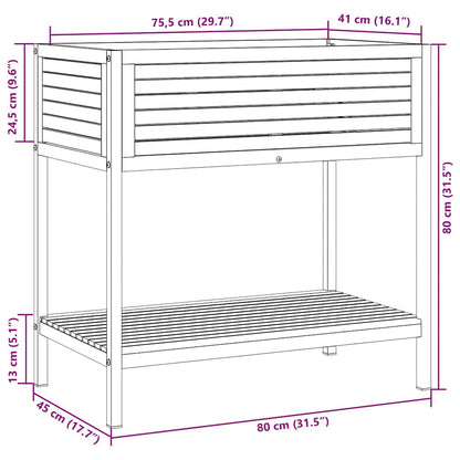 vidaXL Pflanzkübel mit Ablage 80x45x80 cm Massivholz Akazie und Stahl