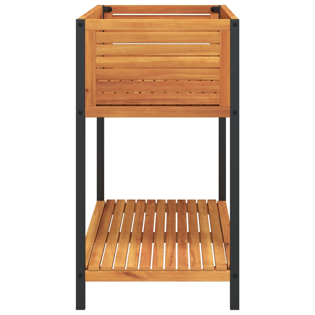 vidaXL Pflanzkübel mit Ablage 110x45x80 cm Massivholz Akazie und Stahl