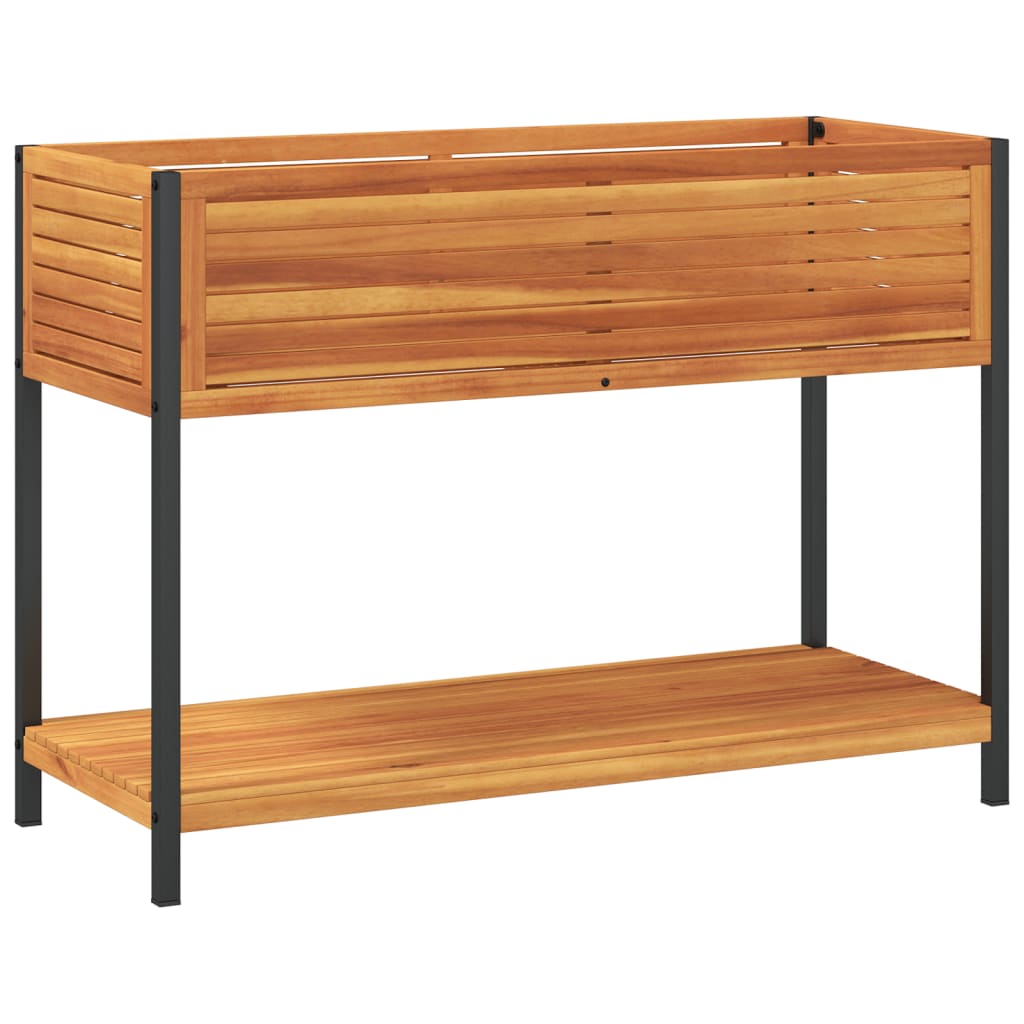 vidaXL Pflanzkübel mit Ablage 110x45x80 cm Massivholz Akazie und Stahl
