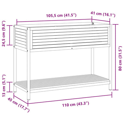 vidaXL Pflanzkübel mit Ablage 110x45x80 cm Massivholz Akazie und Stahl