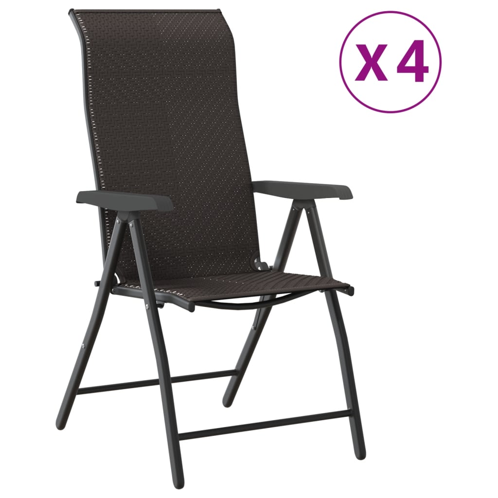 vidaXL Chaises de jardin 4 pcs. Pliantes Noir marron café Résine tressée