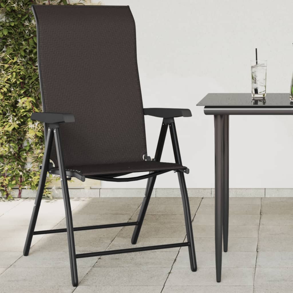 vidaXL Chaises de jardin 4 pcs. Pliantes Noir marron café Résine tressée