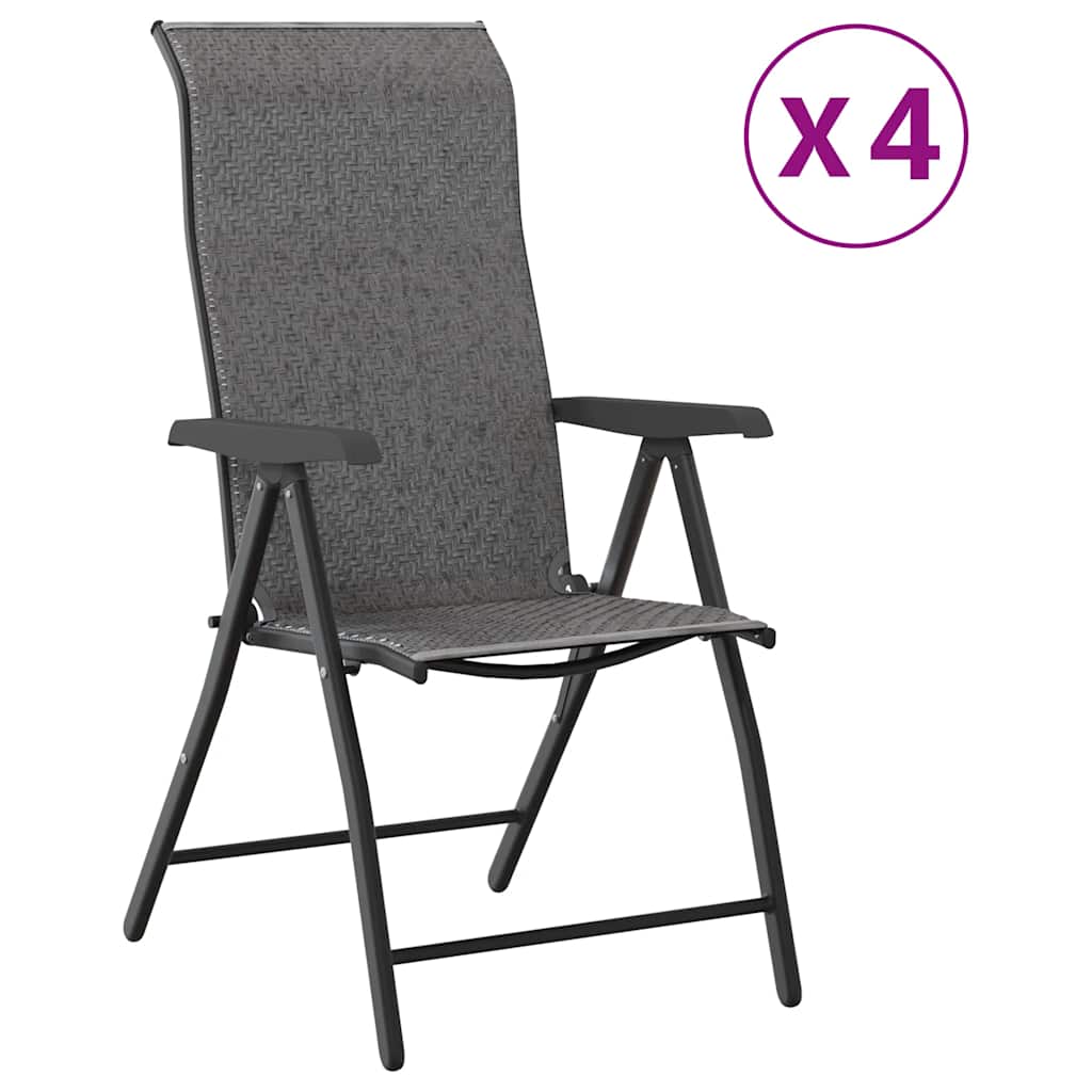 vidaXL Gartenstühle 4 Stk. Klappbar Grau Poly Rattan
