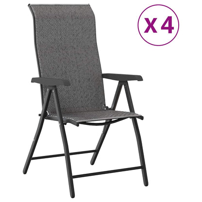 vidaXL Gartenstühle 4 Stk. Klappbar Grau Poly Rattan