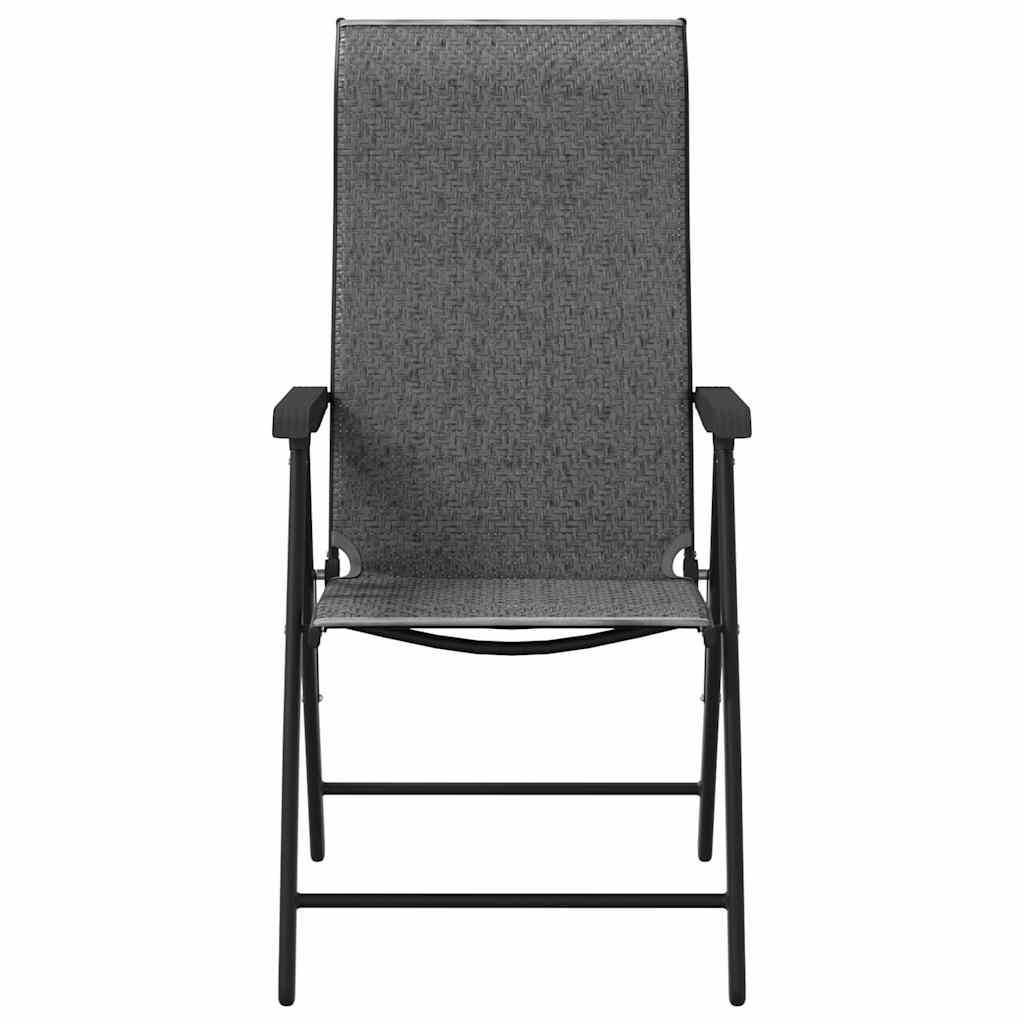 vidaXL Gartenstühle 4 Stk. Klappbar Grau Poly Rattan