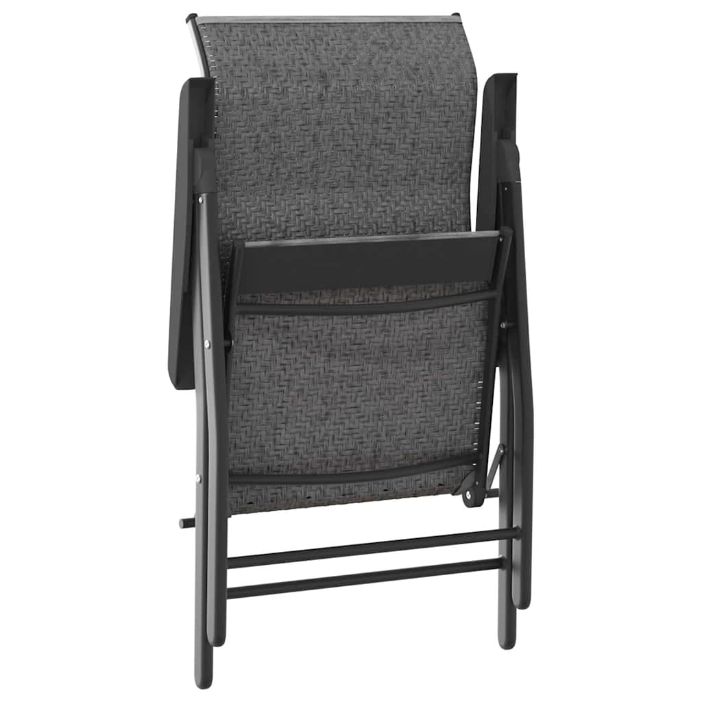 vidaXL Gartenstühle 4 Stk. Klappbar Grau Poly Rattan