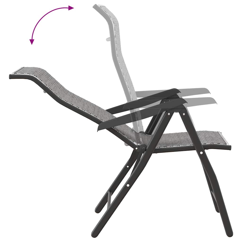 vidaXL Gartenstühle 4 Stk. Klappbar Grau Poly Rattan