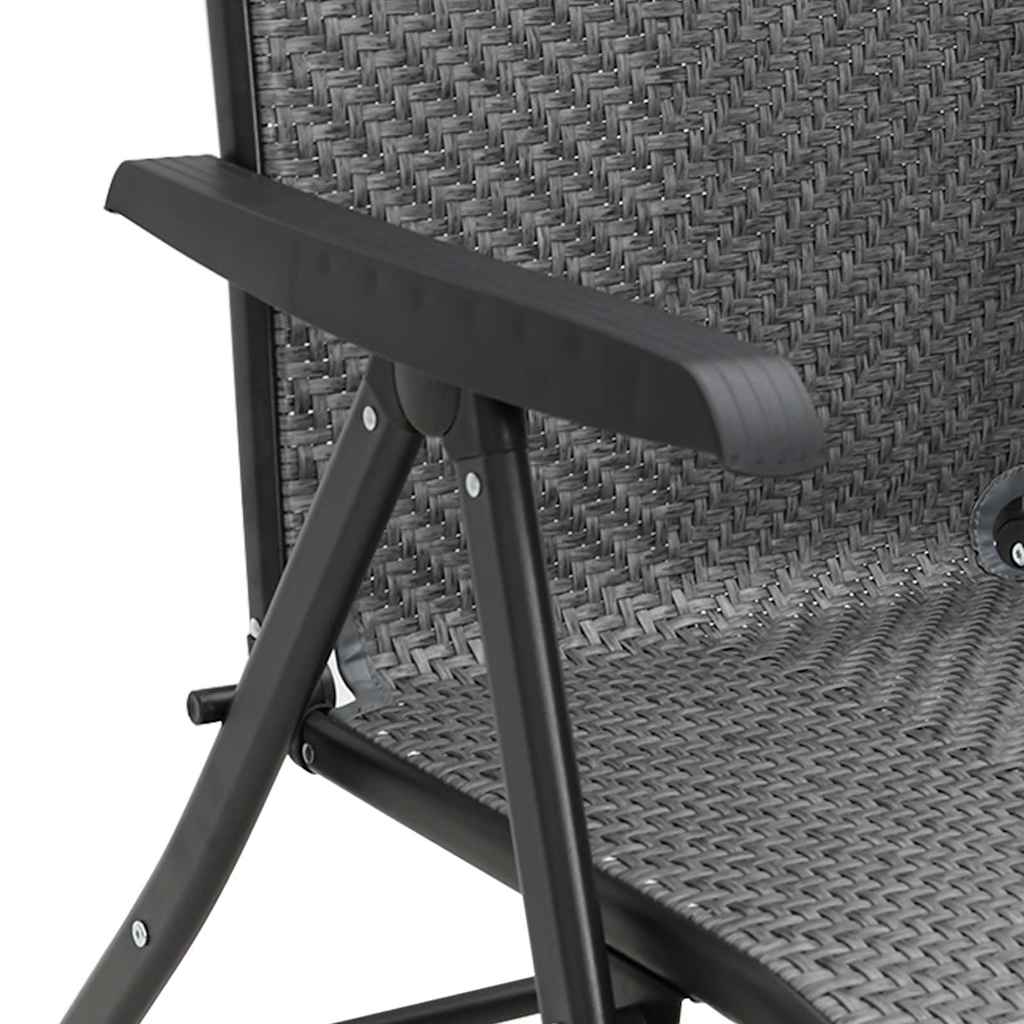 vidaXL Gartenstühle 4 Stk. Klappbar Grau Poly Rattan