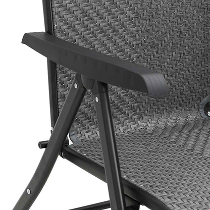 vidaXL Gartenstühle 4 Stk. Klappbar Grau Poly Rattan