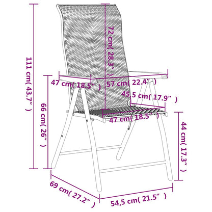 vidaXL Gartenstühle 4 Stk. Klappbar Grau Poly Rattan