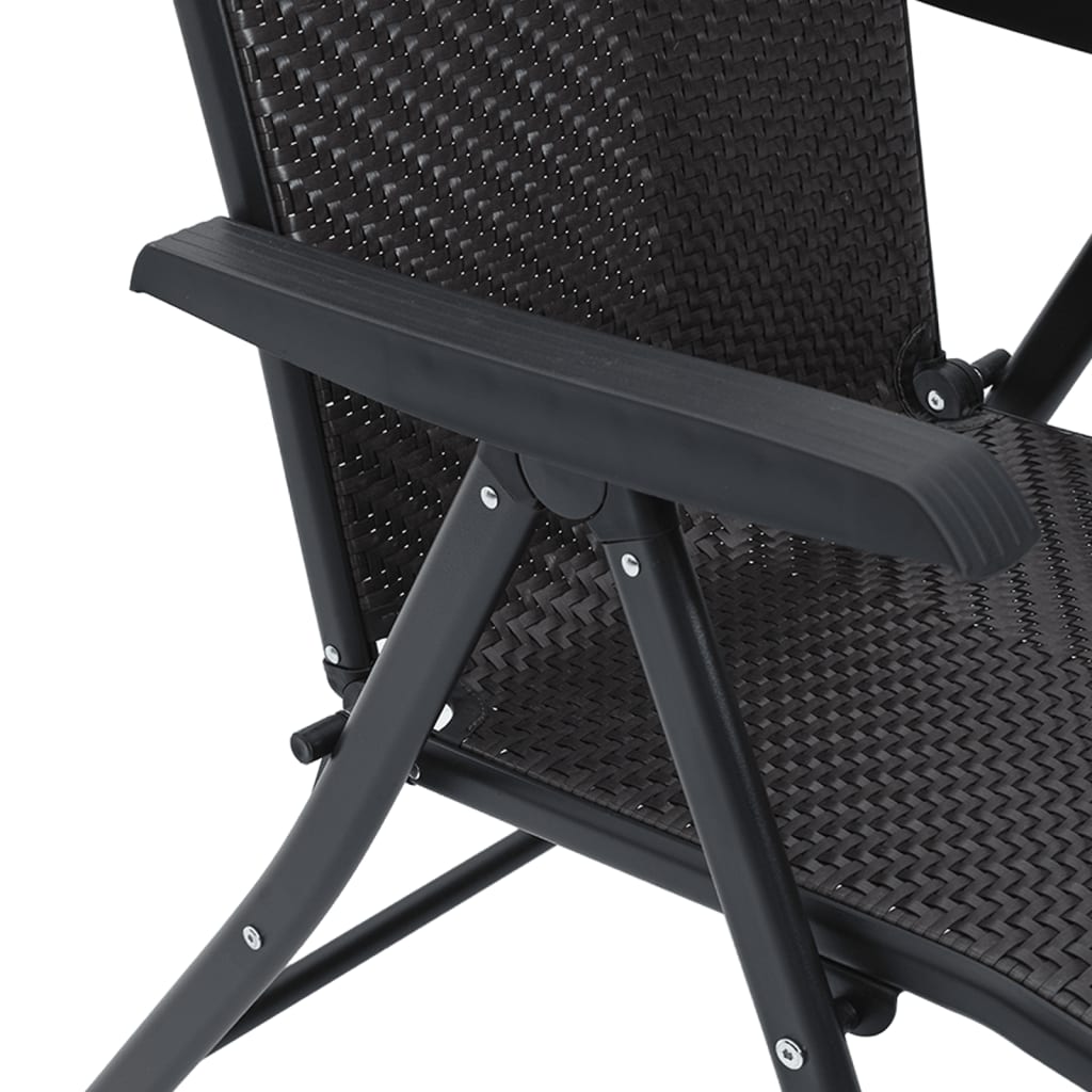 vidaXL Gartenstühle 8 Stk. Klappbar Schwarz Kaffeebraun Poly Rattan