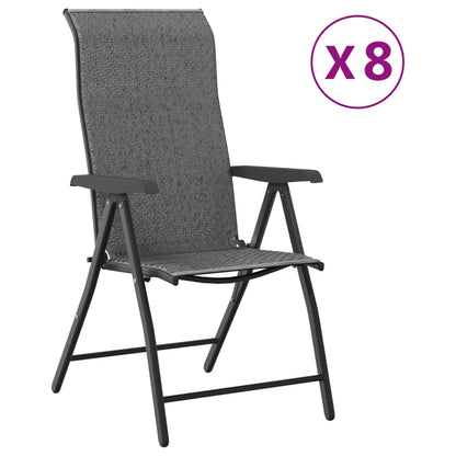 vidaXL Chaises de jardin 8 pcs Pliantes Gris Résine tressée