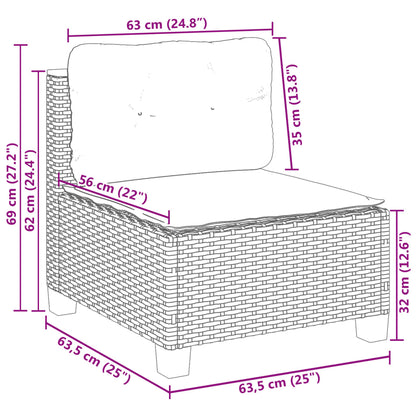 vidaXL 4-tlg. Garten-Sofagarnitur mit Kissen Grau Poly Rattan