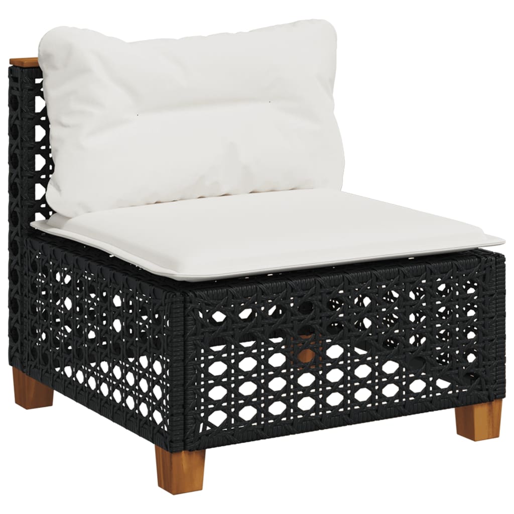 vidaXL 4-tlg. Garten-Sofagarnitur mit Kissen Schwarz Poly Rattan
