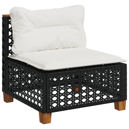 vidaXL 4-tlg. Garten-Sofagarnitur mit Kissen Schwarz Poly Rattan