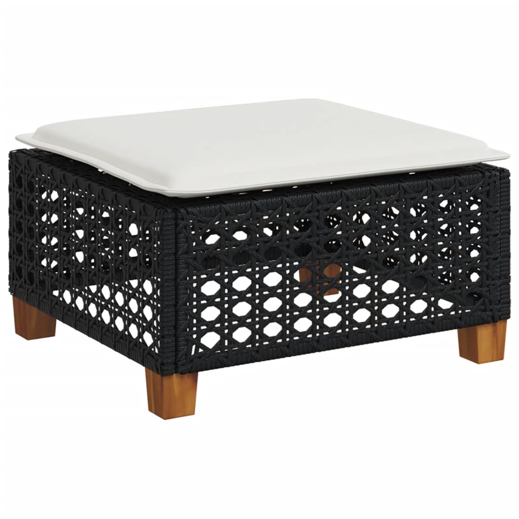 vidaXL 4-tlg. Garten-Sofagarnitur mit Kissen Schwarz Poly Rattan