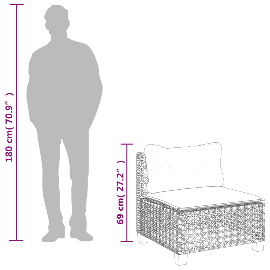 vidaXL 4-tlg. Garten-Sofagarnitur mit Kissen Schwarz Poly Rattan