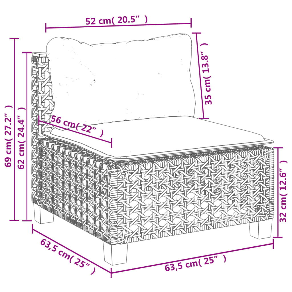 vidaXL 4-tlg. Garten-Sofagarnitur mit Kissen Schwarz Poly Rattan