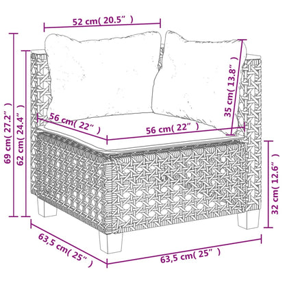 vidaXL 4-tlg. Garten-Sofagarnitur mit Kissen Schwarz Poly Rattan
