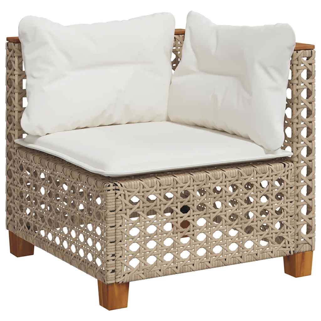 vidaXL 4-tlg. Garten-Sofagarnitur mit Kissen Beige Poly Rattan
