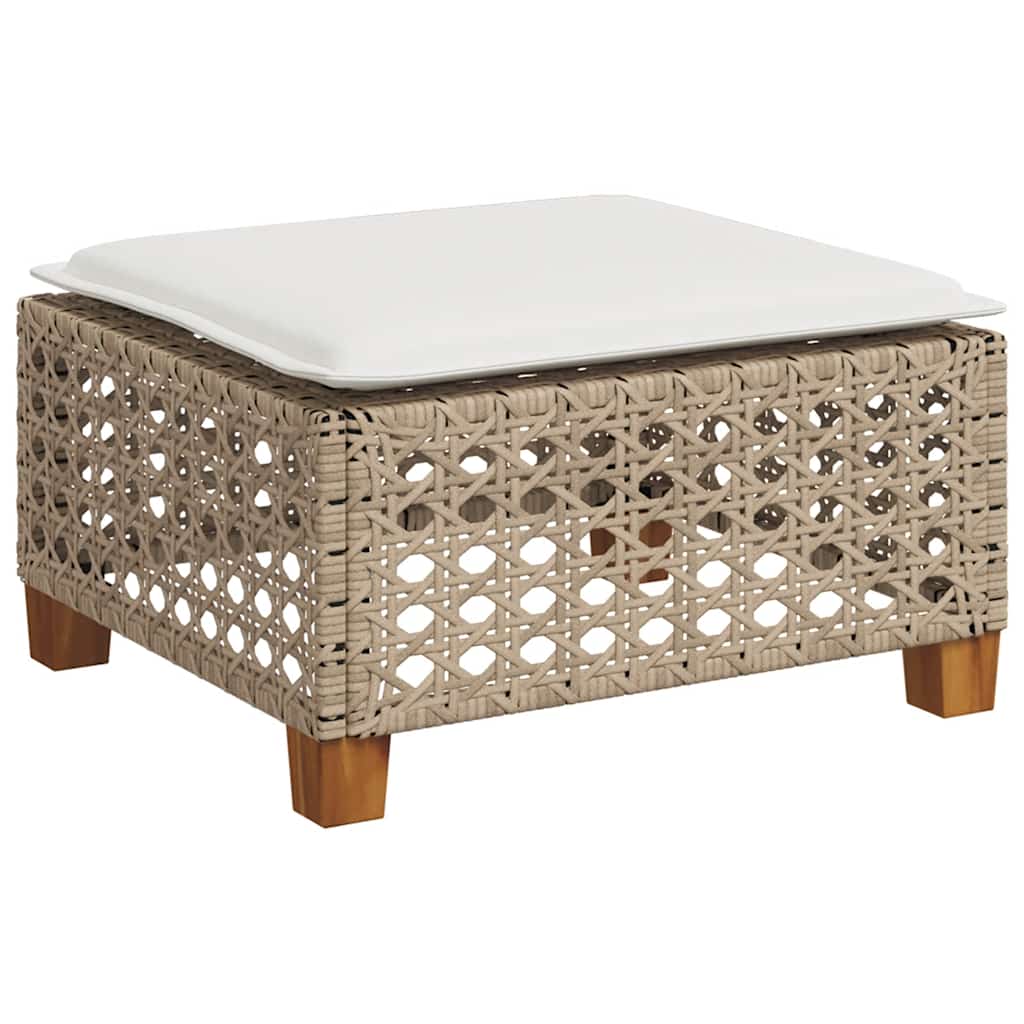 vidaXL 4-tlg. Garten-Sofagarnitur mit Kissen Beige Poly Rattan