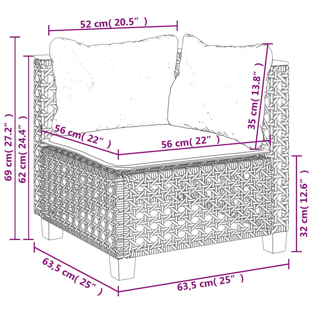 vidaXL 4-tlg. Garten-Sofagarnitur mit Kissen Beige Poly Rattan