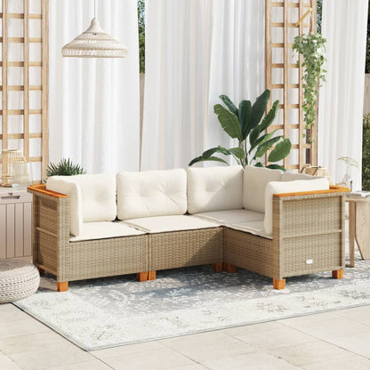 vidaXL Ensemble de canapés de jardin 4 pcs avec coussins en résine tressée beige