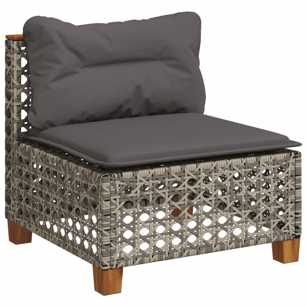 vidaXL Salon de jardin 4 pcs avec coussins Gris Résine tressée