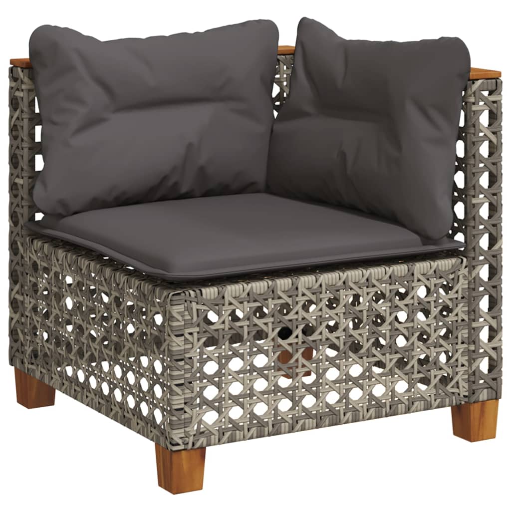 vidaXL Salon de jardin 4 pcs avec coussins Gris Résine tressée