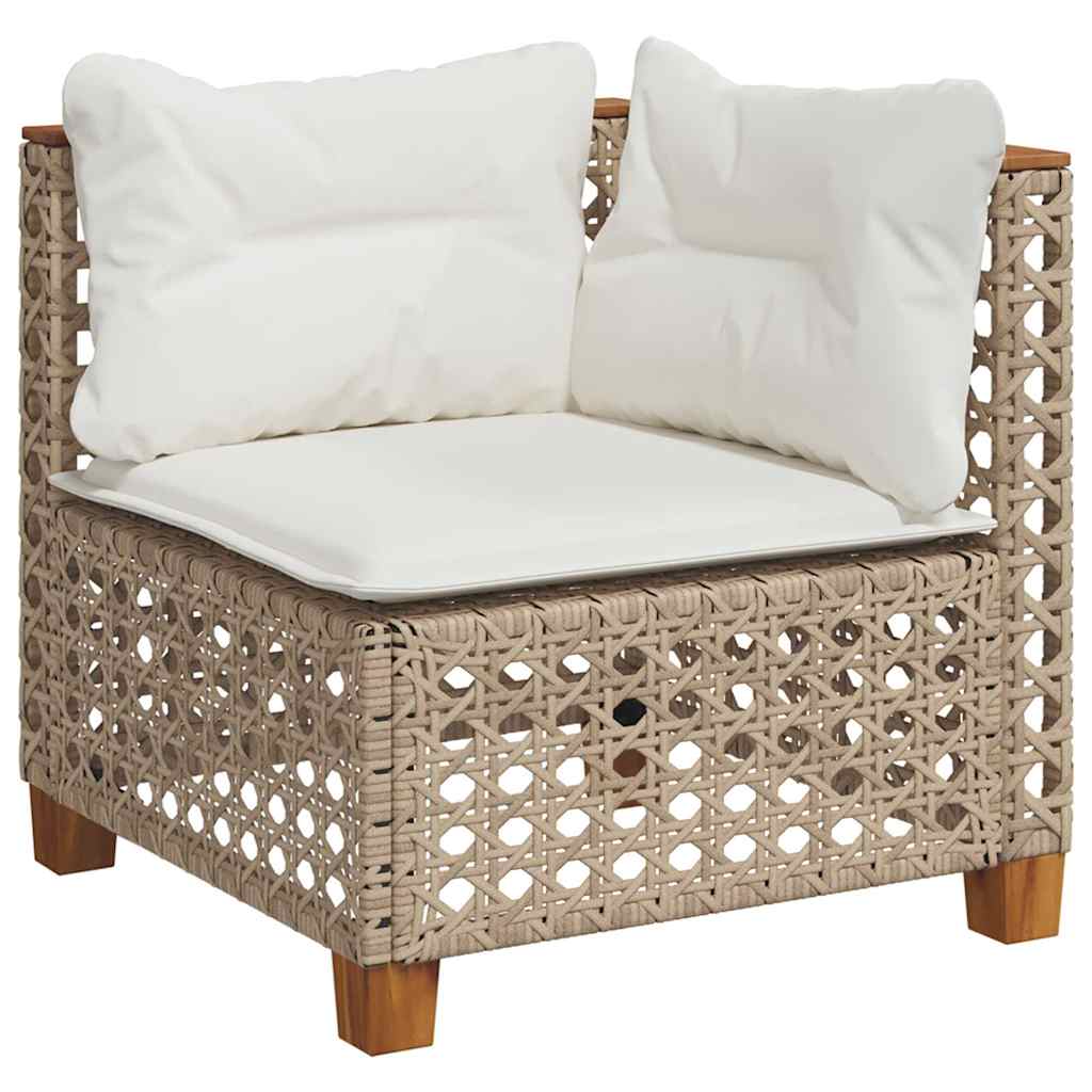 vidaXL 4-tlg. Garten-Sofagarnitur mit Kissen Beige Poly Rattan