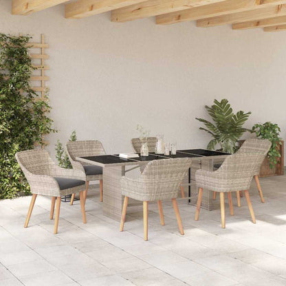 vidaXL Garten Essgruppe 7 pcs Hellgrau Poly-Rattan