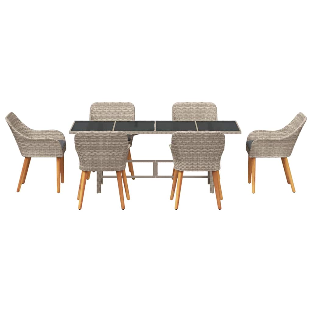 vidaXL Garten Essgruppe 7 pcs Hellgrau Poly-Rattan