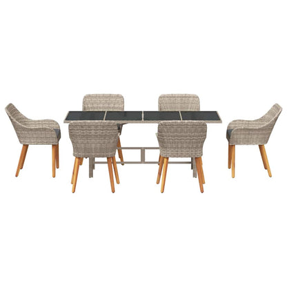 vidaXL Garten Essgruppe 7 pcs Hellgrau Poly-Rattan