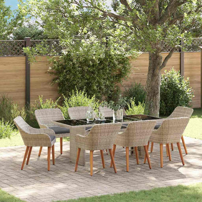 vidaXL Garten Essgruppe 9 pcs Hellgrau Poly-Rattan