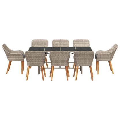 vidaXL Garten Essgruppe 9 pcs Hellgrau Poly-Rattan